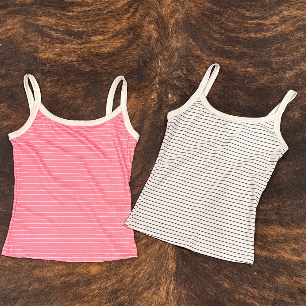 Striped Pink and Black Tank Tops